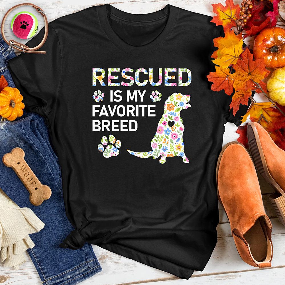 Rescued is My Favorite Breed Floral Tee