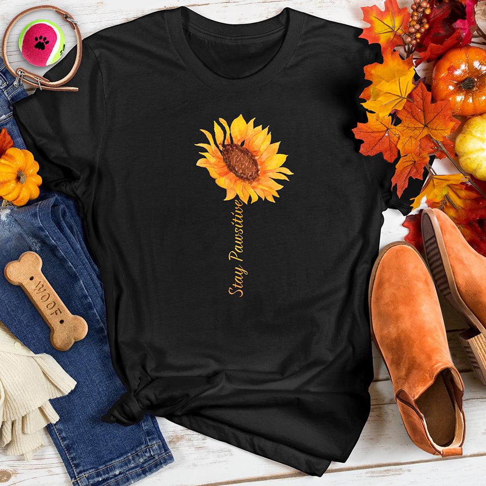 Stay Pawsitive Sunflower Art Tee