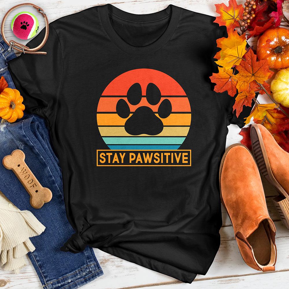 Stay Pawsitive Retro Sunrise Tee