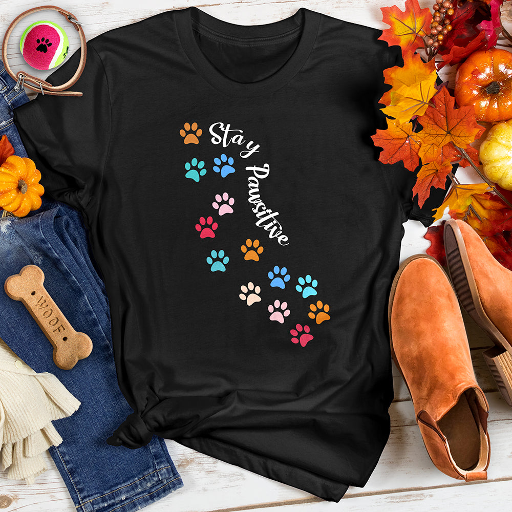 Stay Pawsitive Colorful Trail Tee