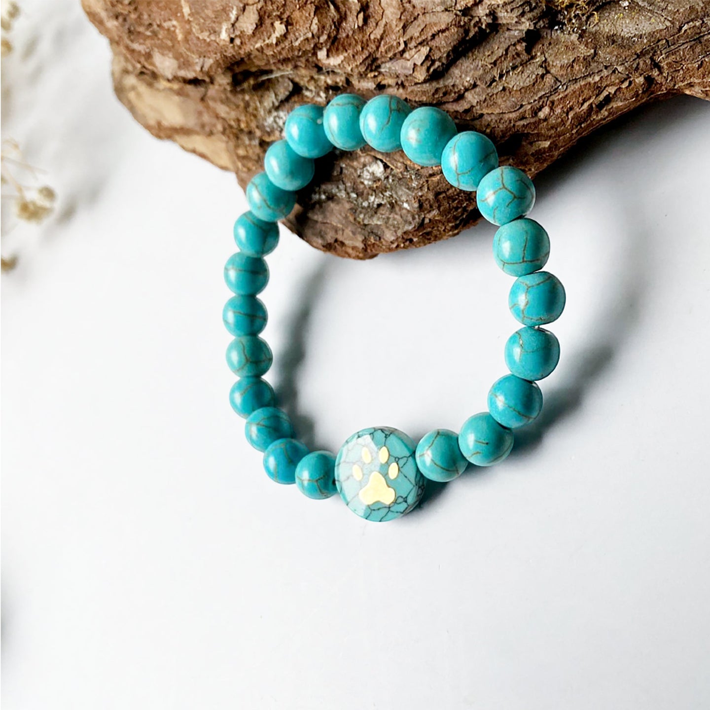 Turquoise Beaded Paw Bracelet