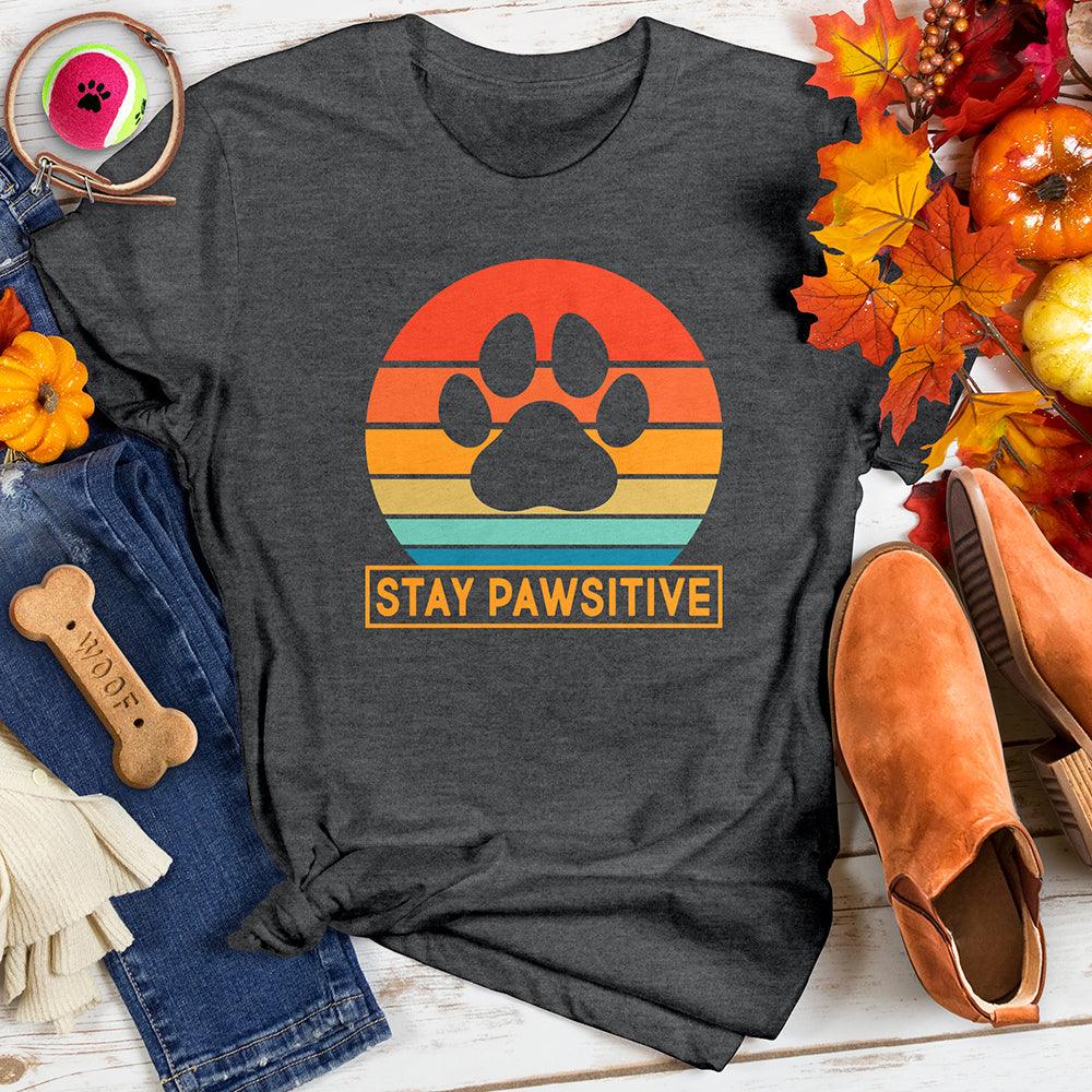 Stay Pawsitive Retro Sunrise Tee