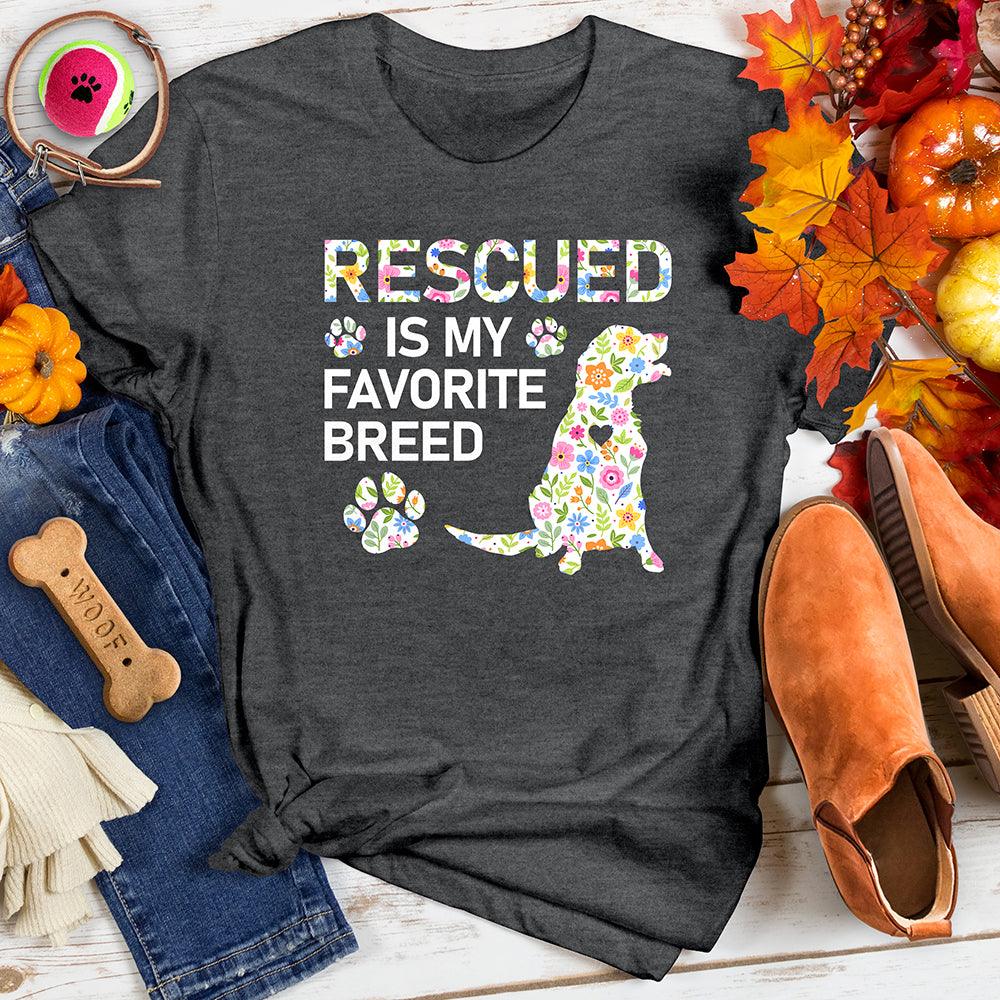 Rescued is My Favorite Breed Floral Tee