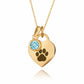Gold Paw Birthstone Necklace