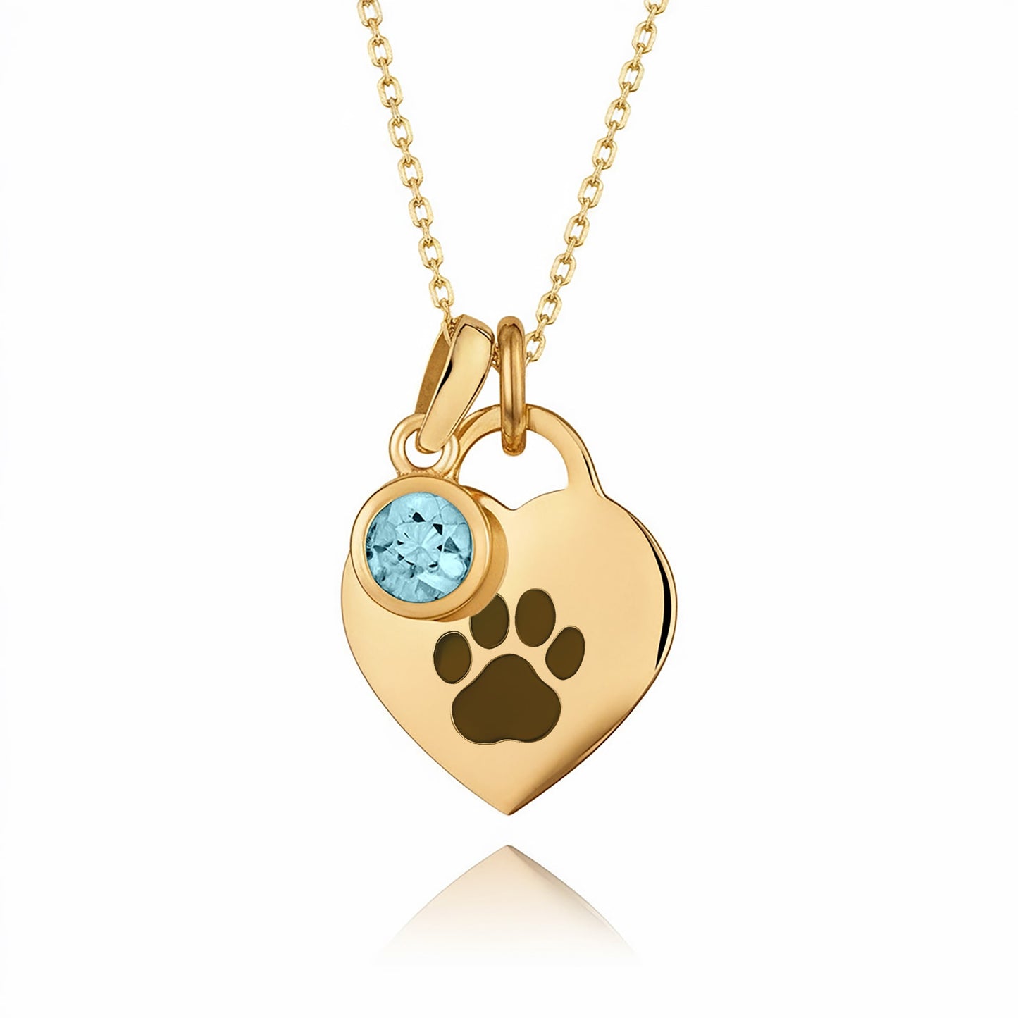 Gold Paw Birthstone Necklace