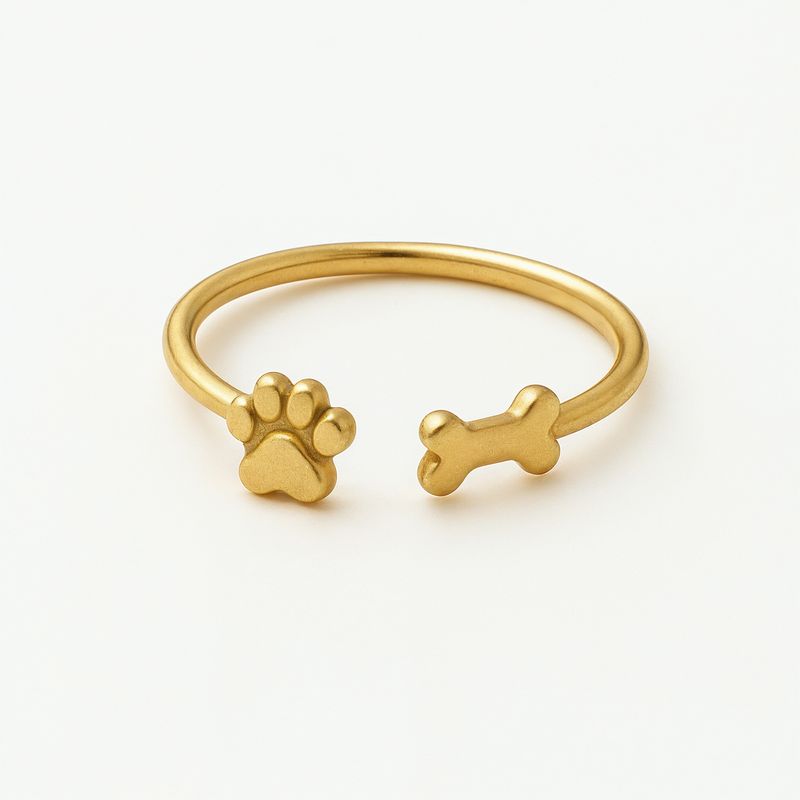 Gold Paw & Bone Hug Ring
