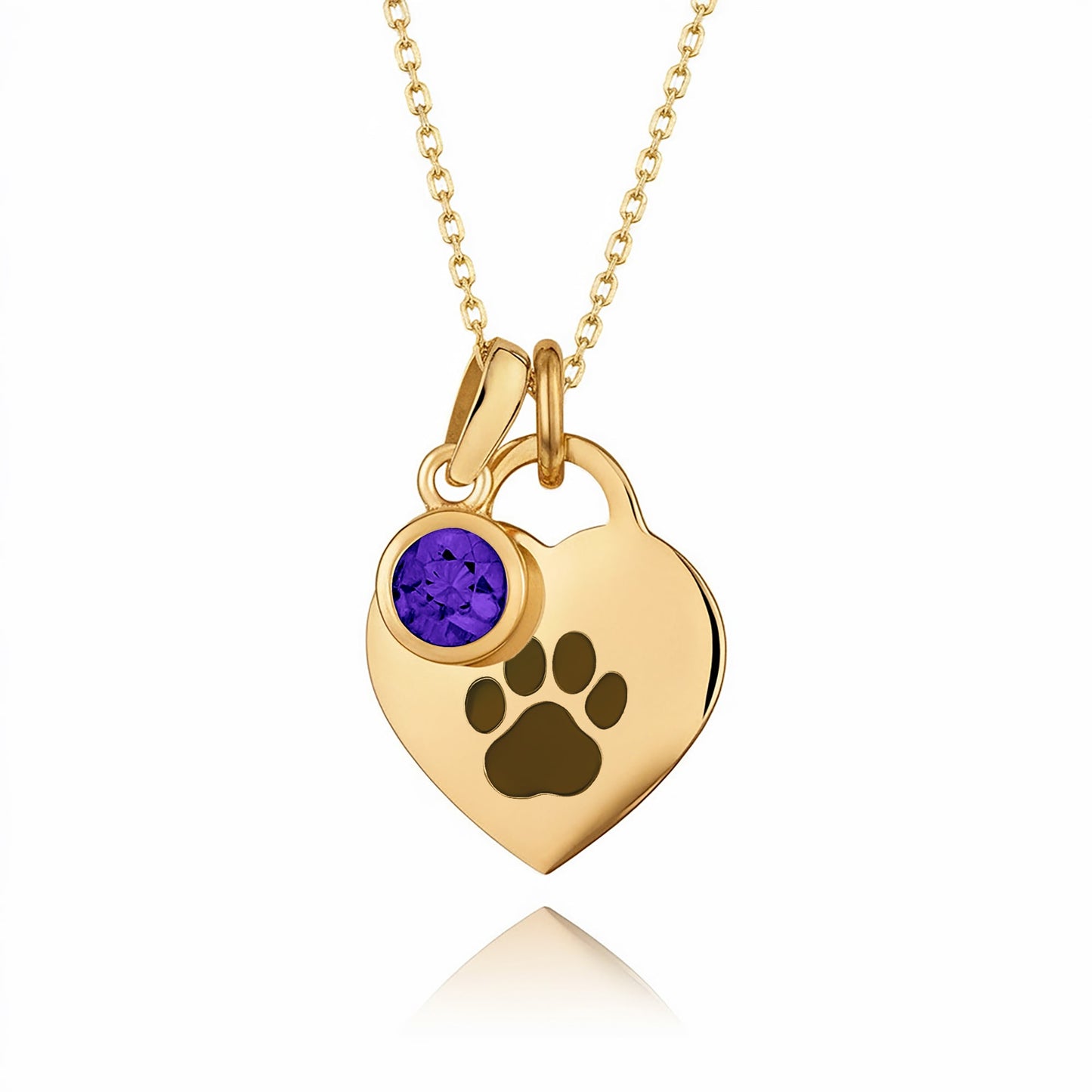 Gold Paw Birthstone Necklace