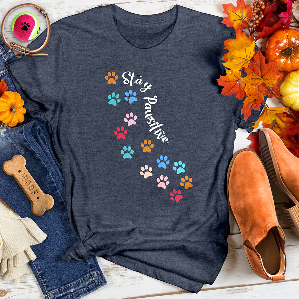 Stay Pawsitive Colorful Trail Tee