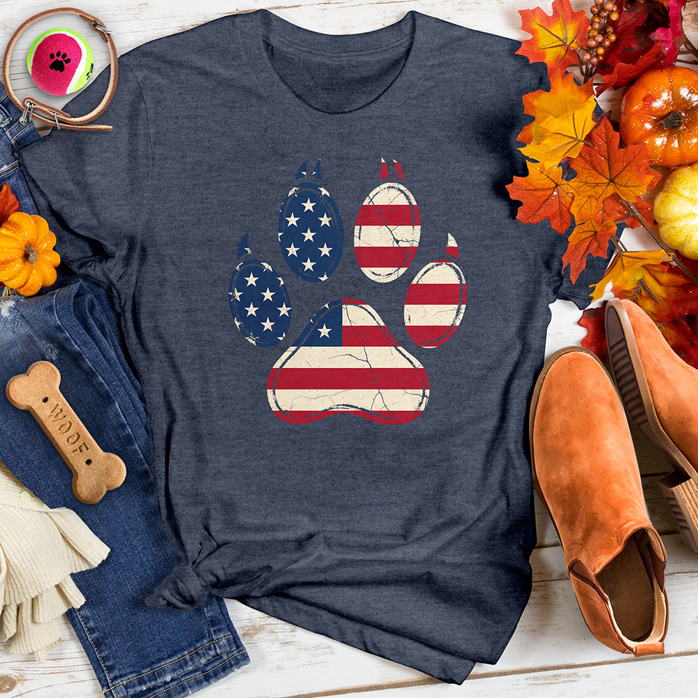 Dog Paw US Flag Tee