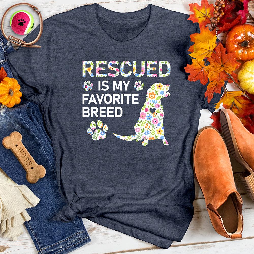 Rescued is My Favorite Breed Floral Tee