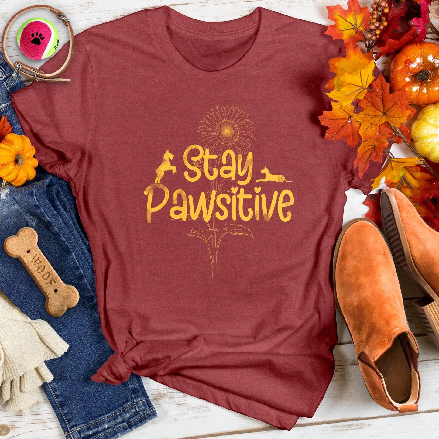 Stay Pawsitive Puppy Sunflower Tee
