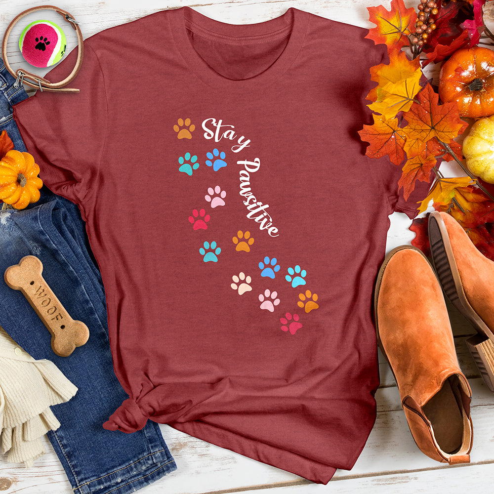 Stay Pawsitive Colorful Trail Tee