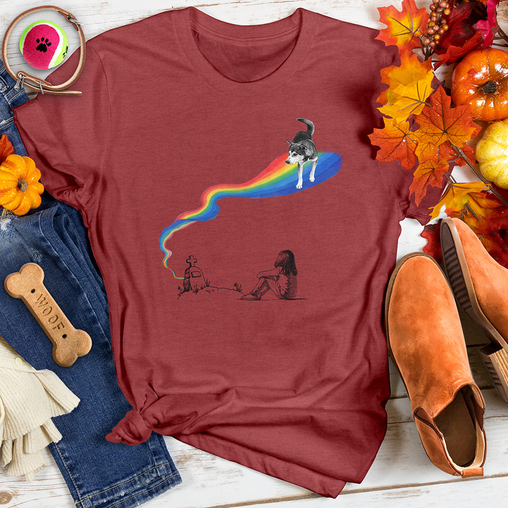 Dog Walking on a Rainbow Tee
