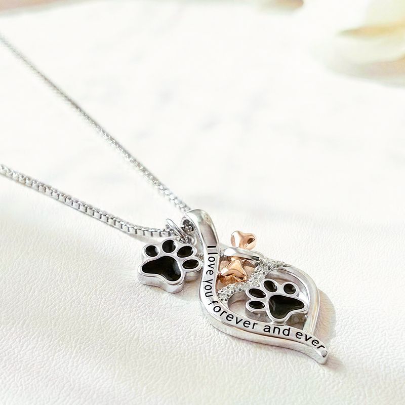I Love You Forever & Ever Paw Necklace