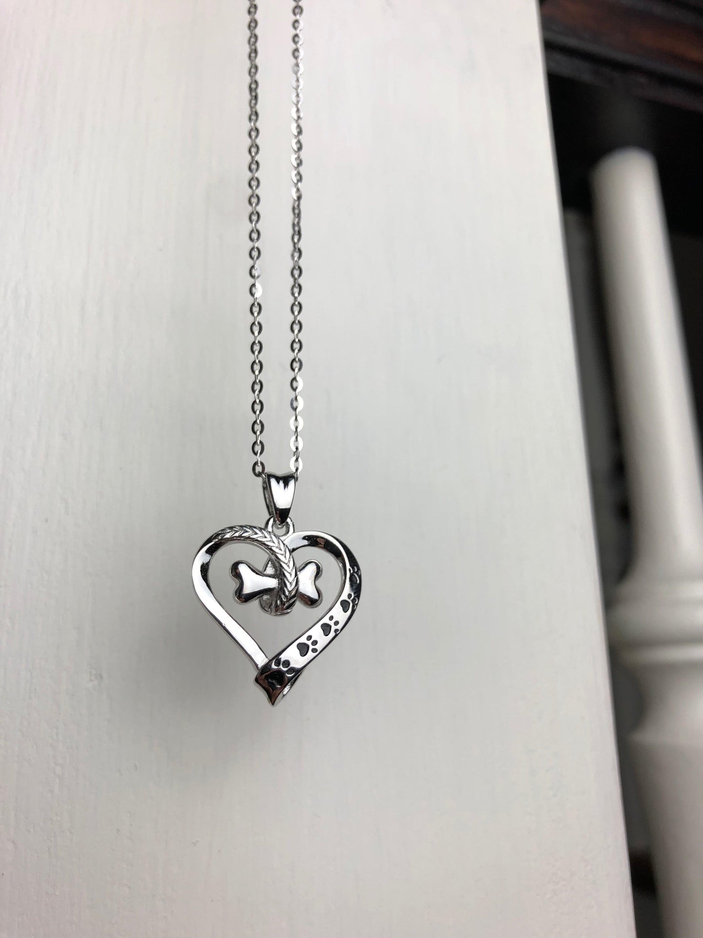 Bone Heart Paw Necklace