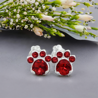 Paw Print Birthstone Earrings