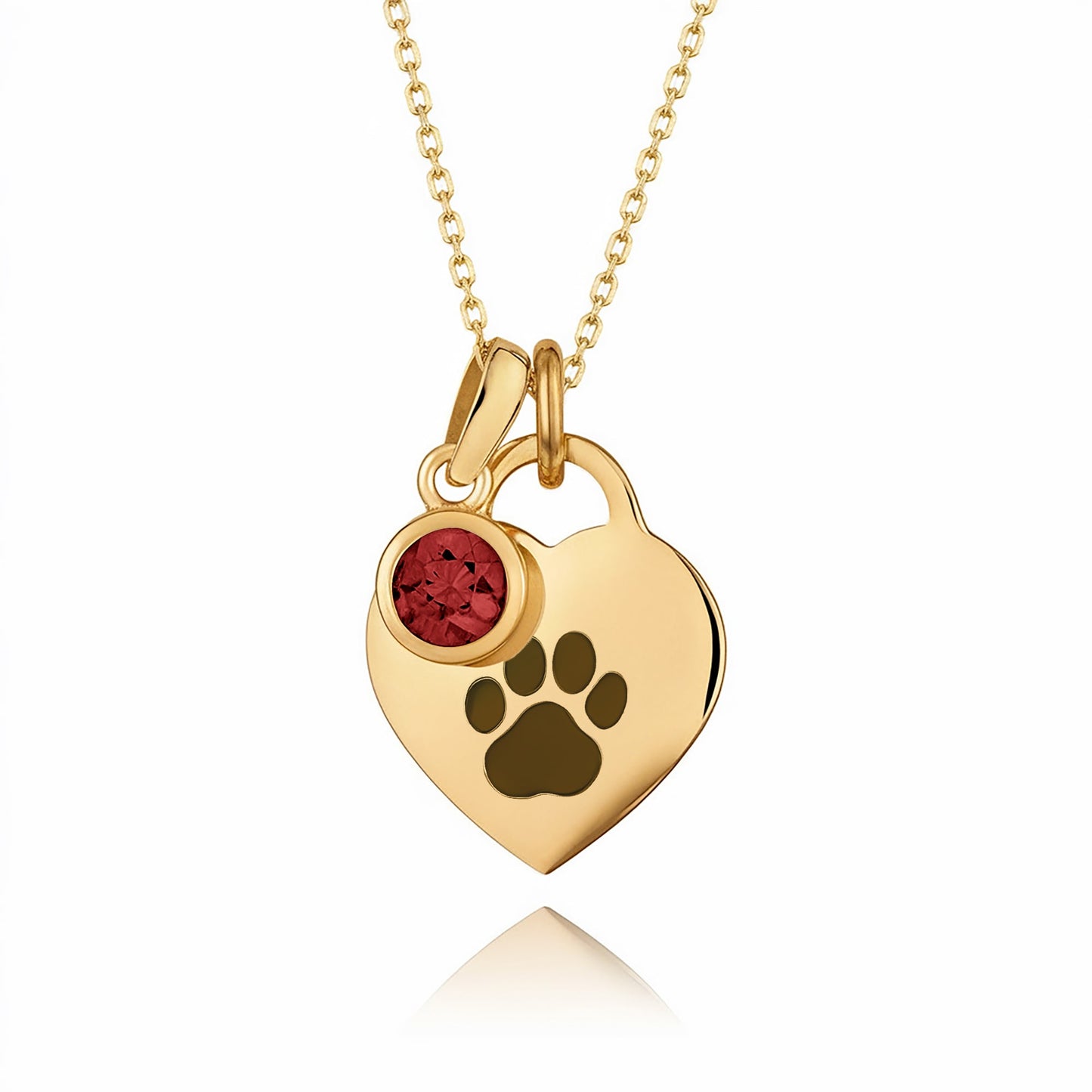 Gold Paw Birthstone Necklace