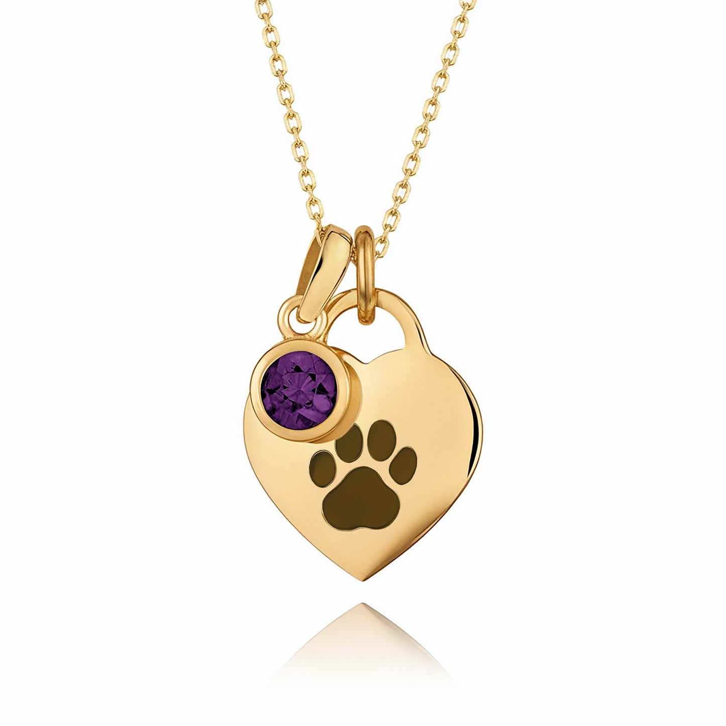 Gold Paw Birthstone Necklace
