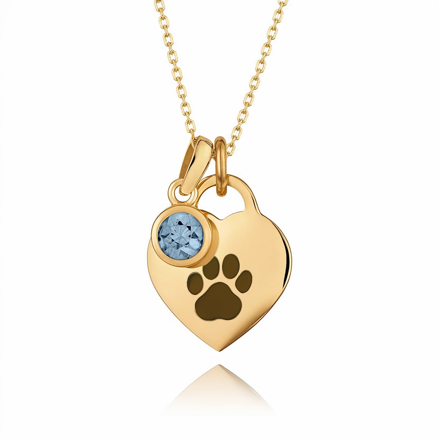 Gold Paw Birthstone Necklace