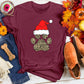 Santa Hat Leopard Paw Print Tee