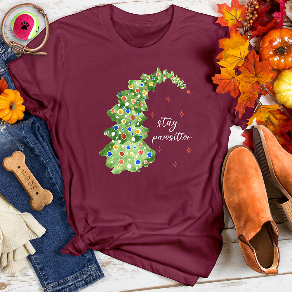 Stay Pawsitive Christmas Tee