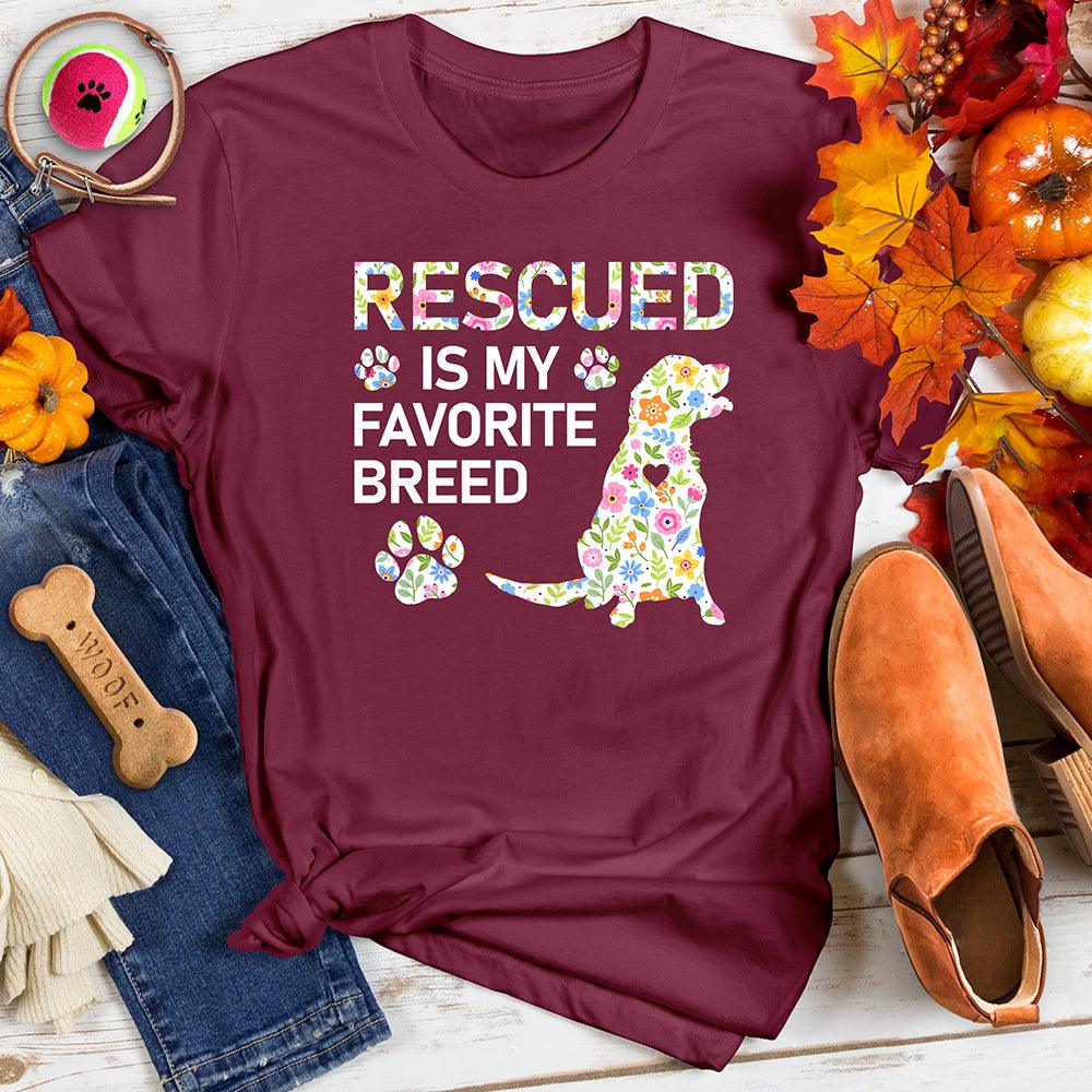 Rescued is My Favorite Breed Floral Tee
