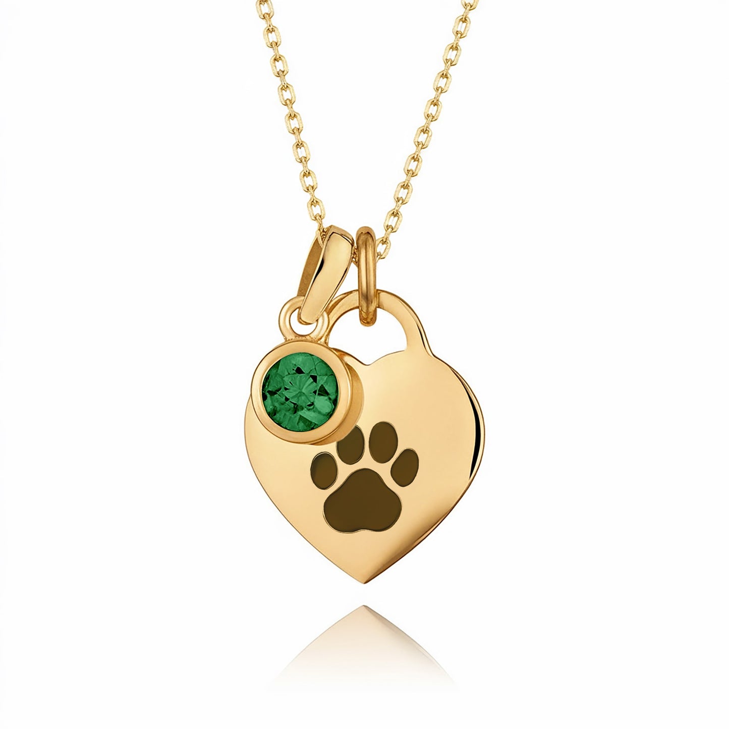 Gold Paw Birthstone Necklace