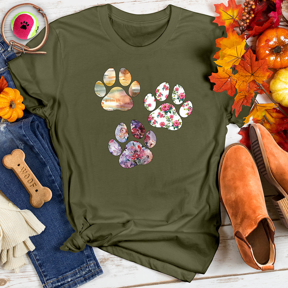 Watercolor Paw Prints Tee