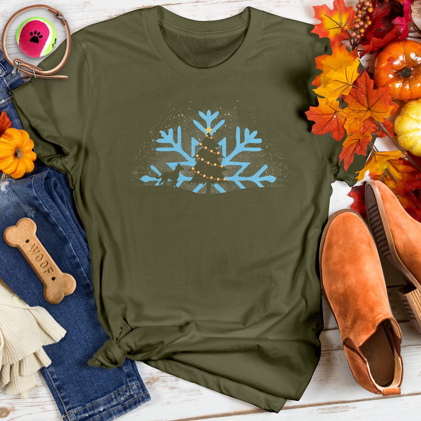 Snowflake Pup & Tree Tee