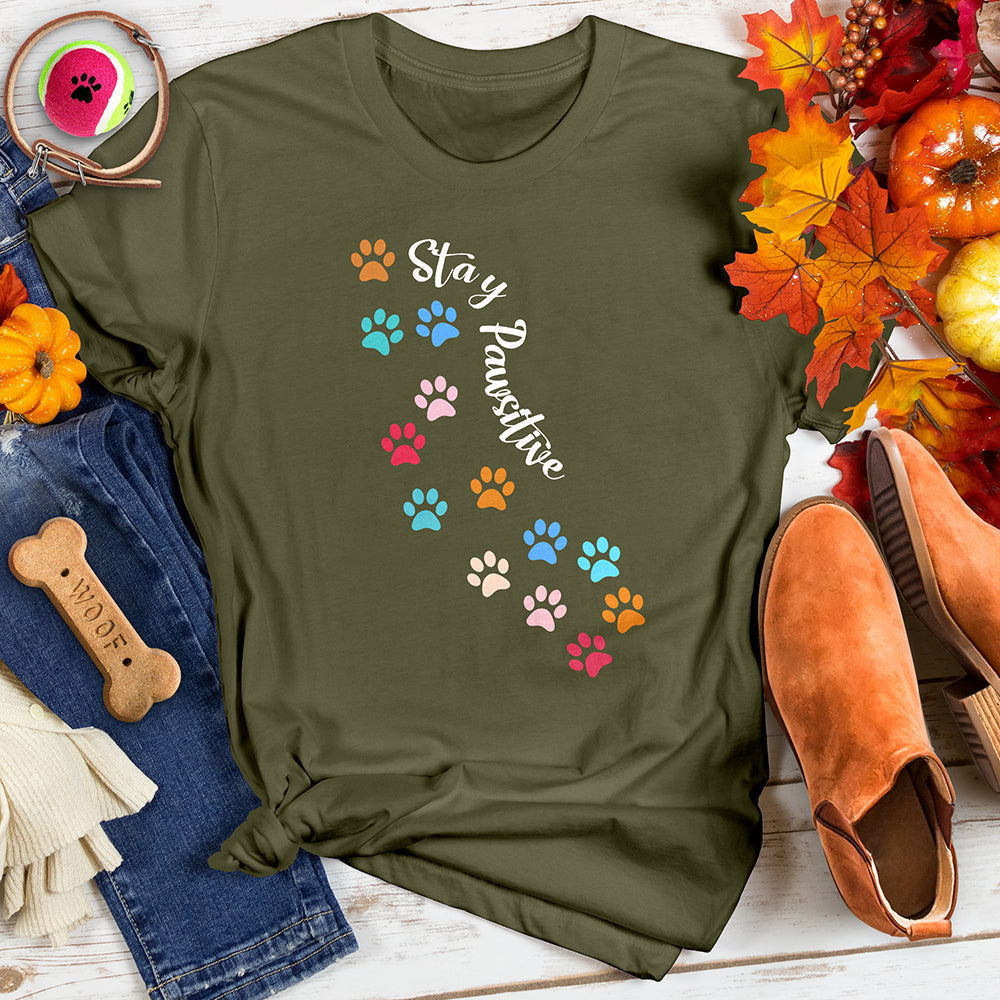 Stay Pawsitive Colorful Trail Tee