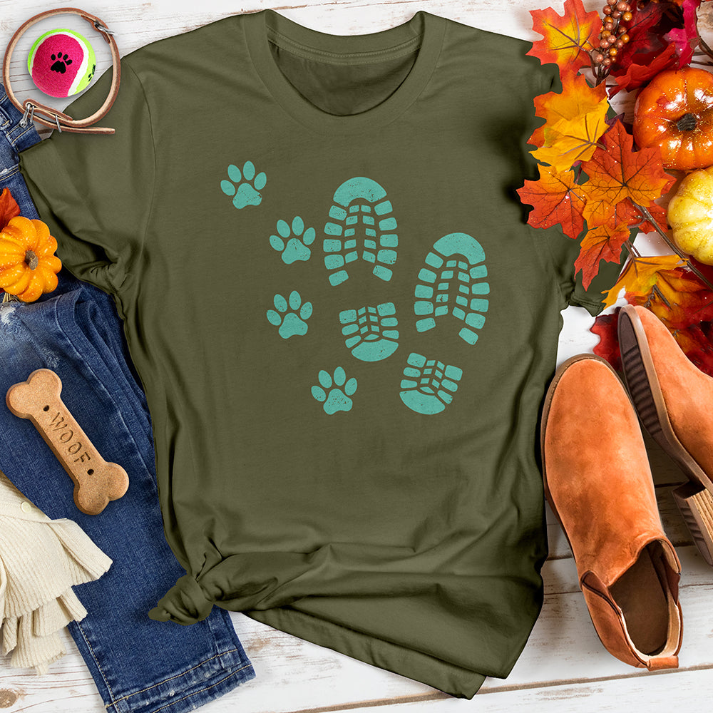 Dog and Man Footprints Tee