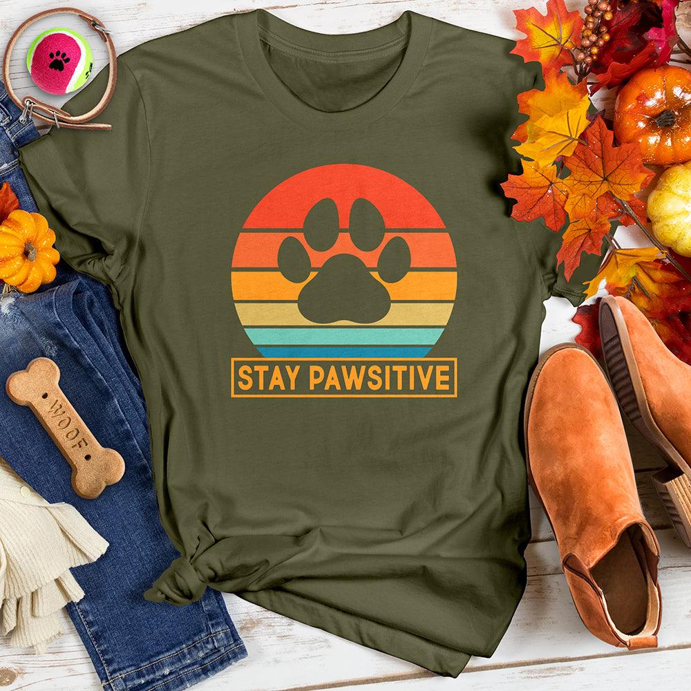 Stay Pawsitive Retro Sunrise Tee