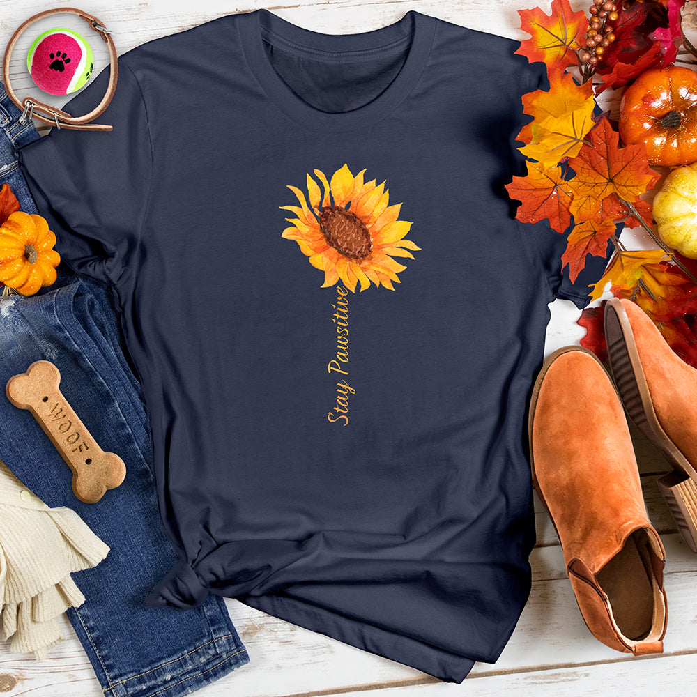 Stay Pawsitive Sunflower Art Tee