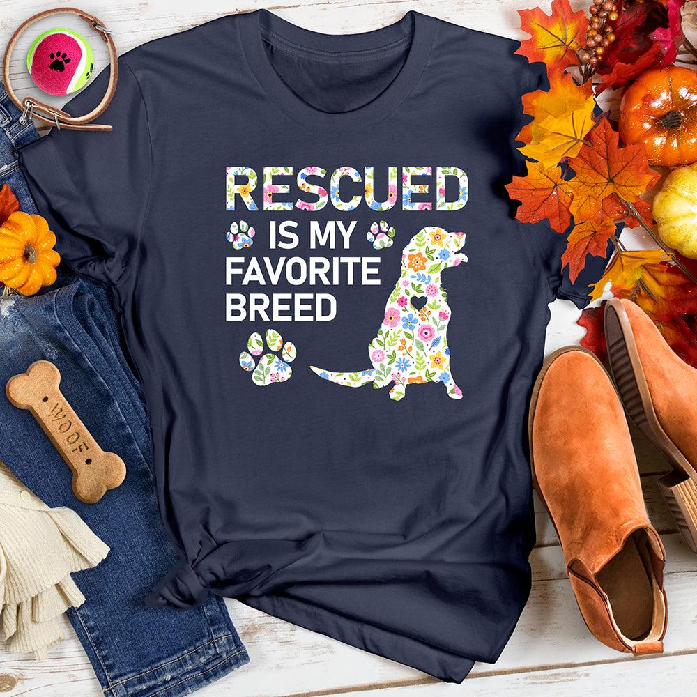 Rescued is My Favorite Breed Floral Tee