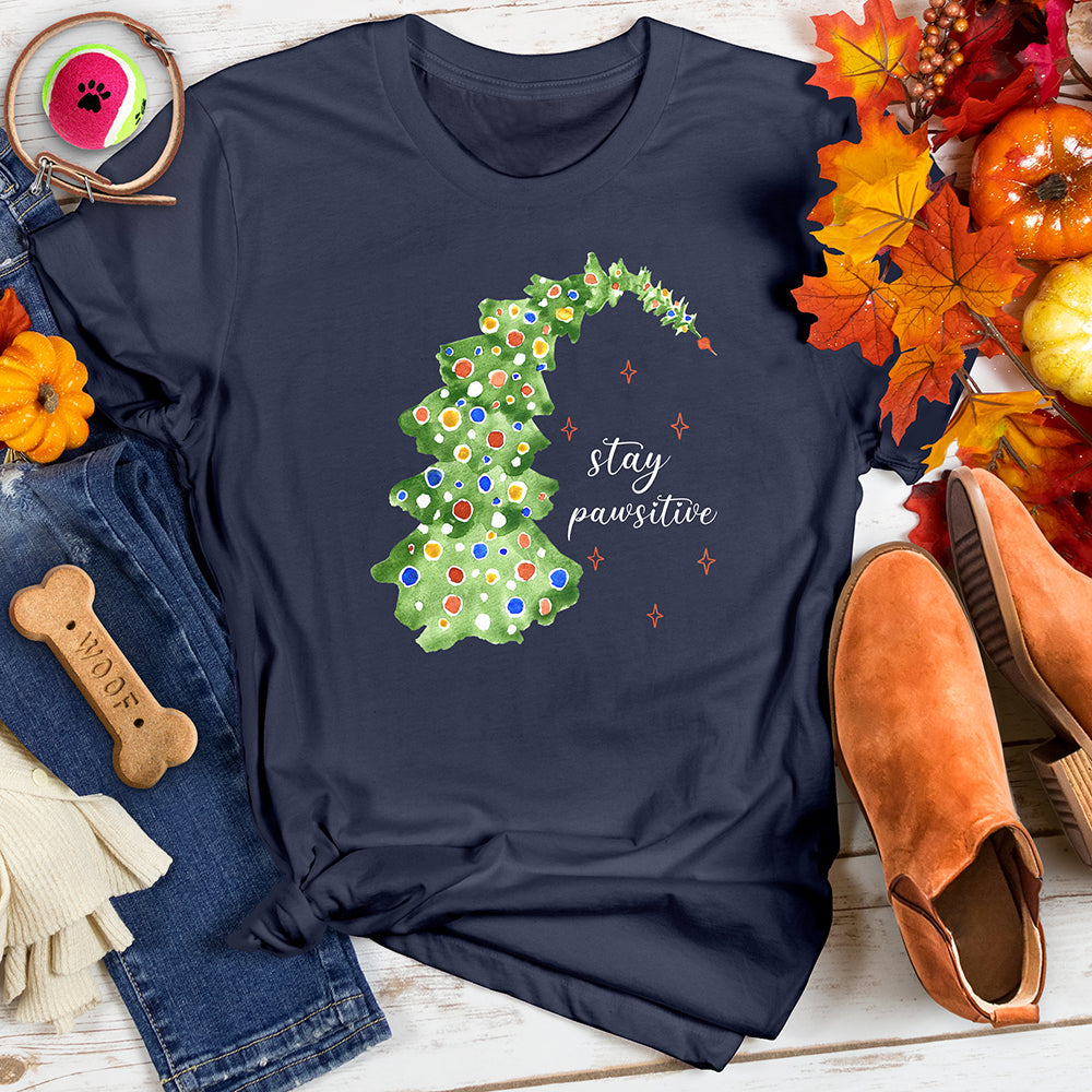 Stay Pawsitive Christmas Tee