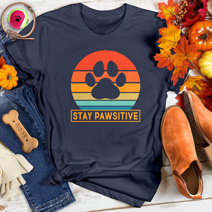 Stay Pawsitive Retro Sunrise Tee