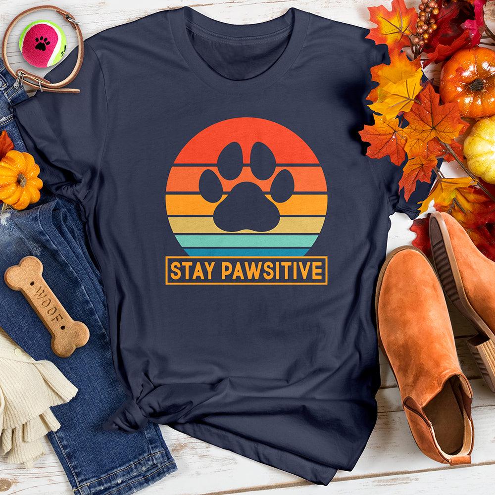 Stay Pawsitive Retro Sunrise Tee