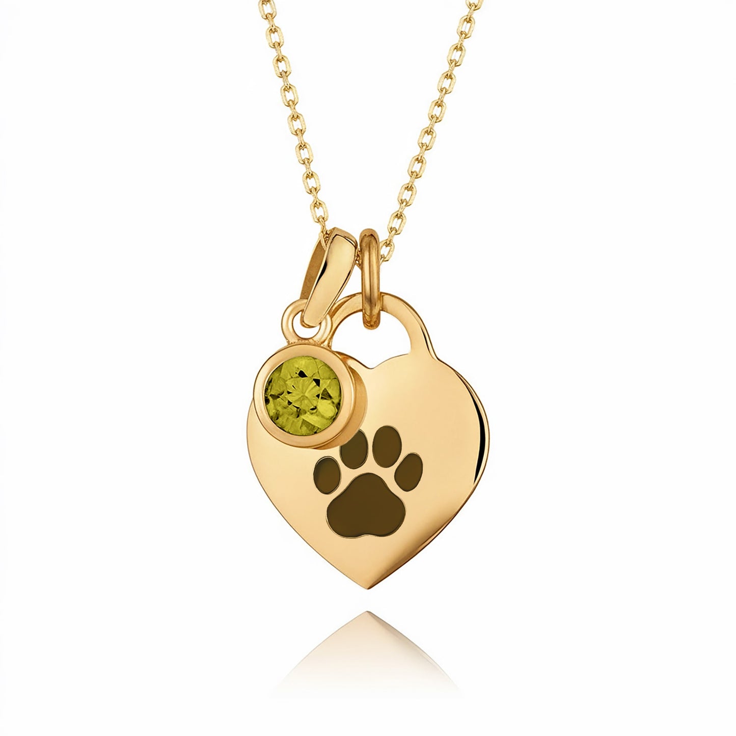 Gold Paw Birthstone Necklace