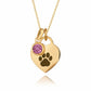 Gold Paw Birthstone Necklace