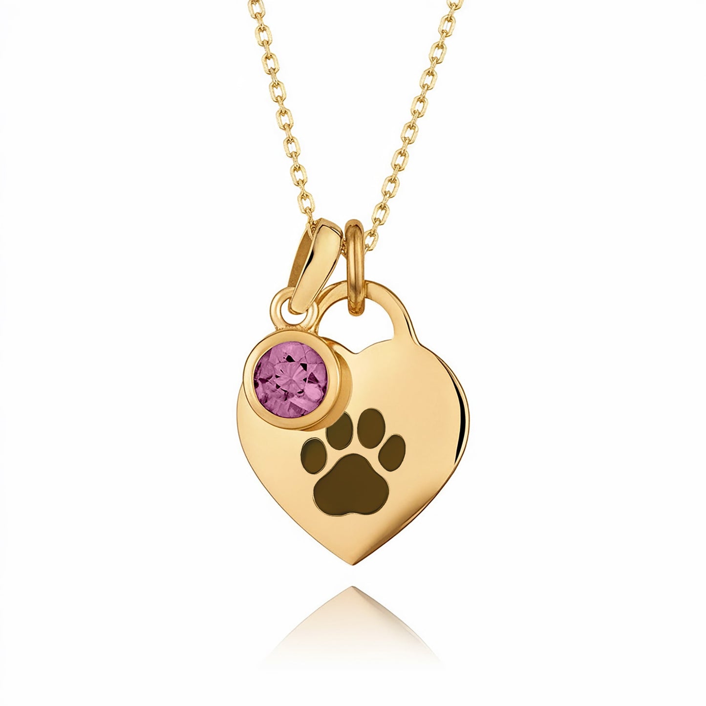 Gold Paw Birthstone Necklace