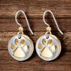 Golden Paw Circle Drop Earrings
