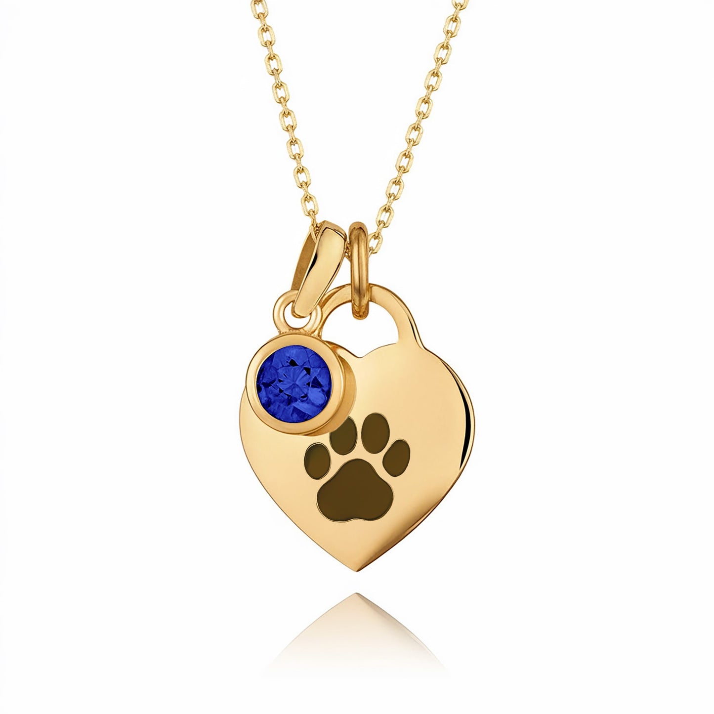 Gold Paw Birthstone Necklace