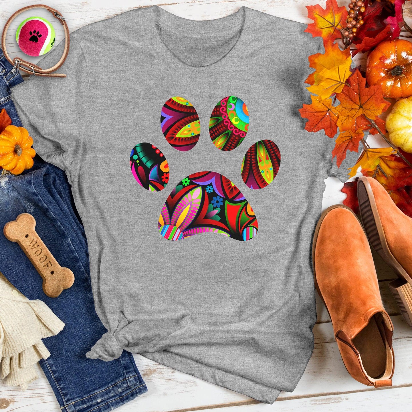 Flower Ornament Paw Tee