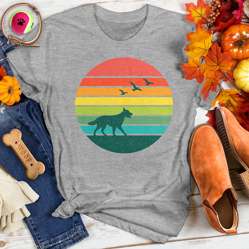 Sunset Dog and Birds Tee