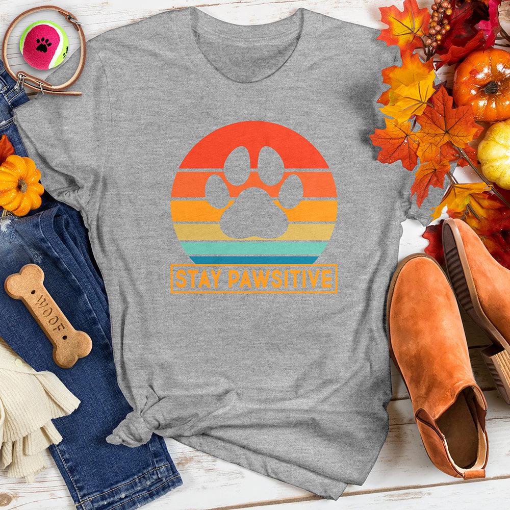Stay Pawsitive Retro Sunrise Tee