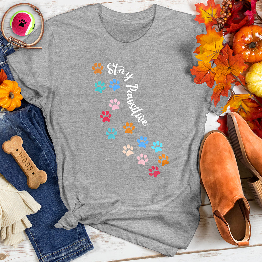 Stay Pawsitive Colorful Trail Tee