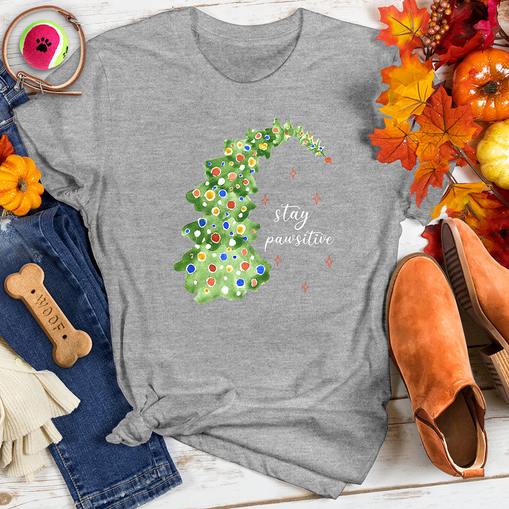 Stay Pawsitive Christmas Tee