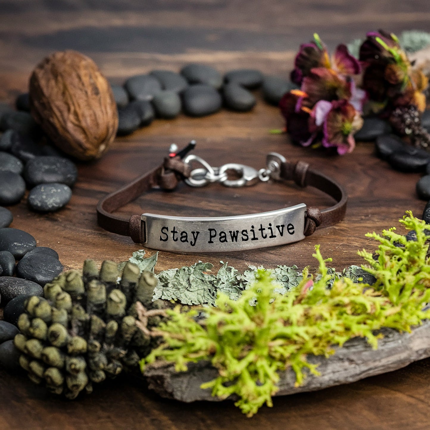 Stay Pawsitive Leather Bracelet