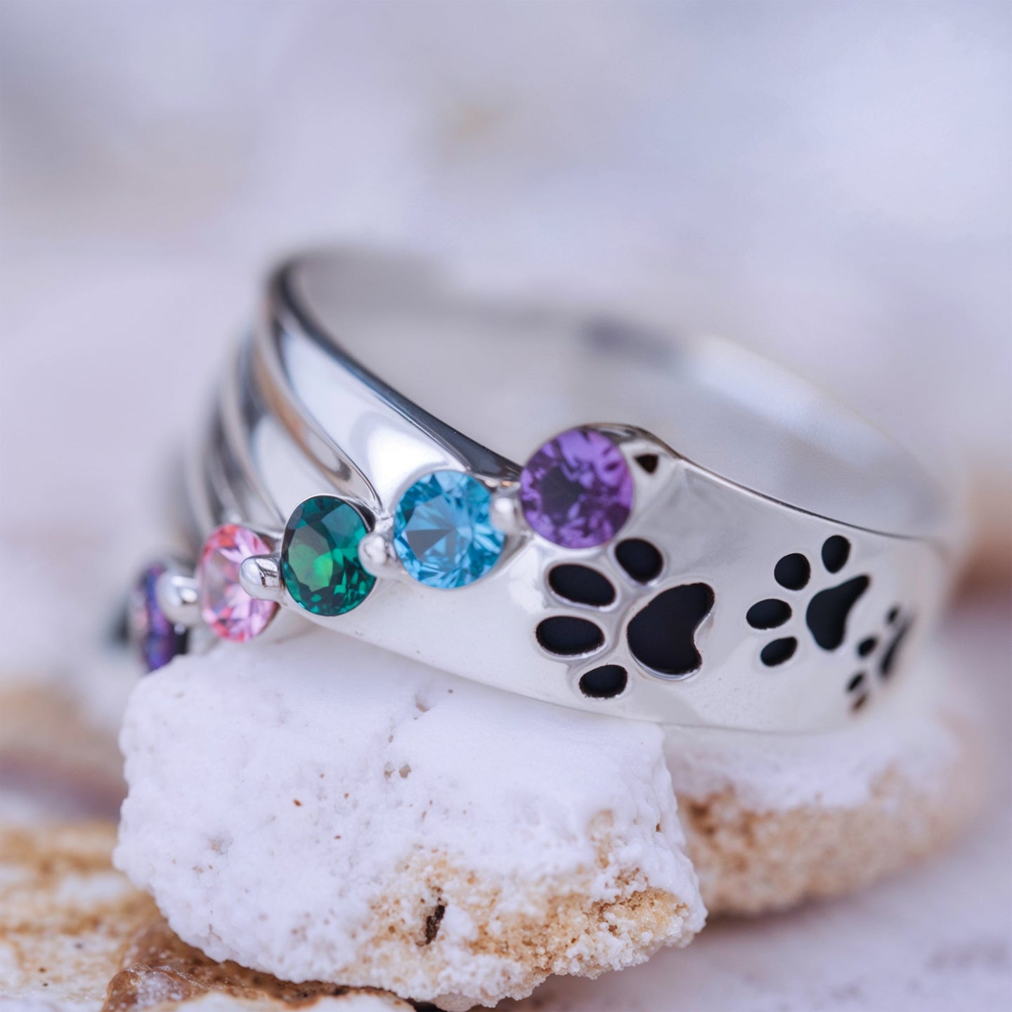 Paw Steps Rainbow Ring