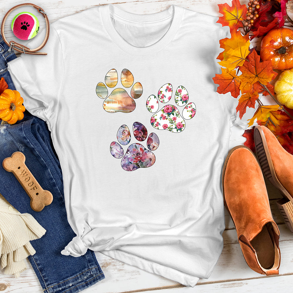 Watercolor Paw Prints Tee